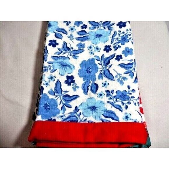 Pioneer Woman Evie Kitchen Towels 3-Pc Blue Red Teal Cotton 20 x 30-in Gift NEW - Picture 3 of 5